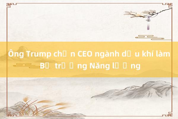 Ông Trump chọn CEO ngành dầu khí làm Bộ trưởng Năng lượng