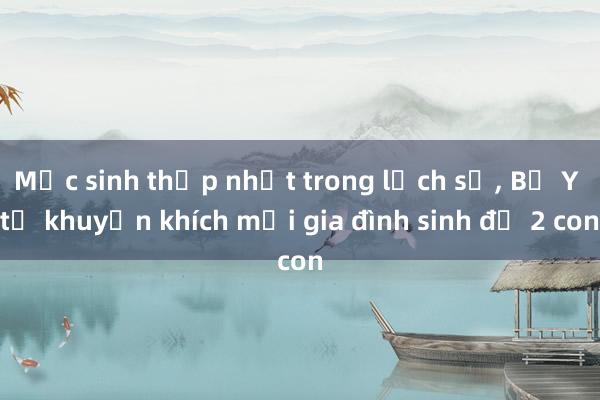 Mức sinh thấp nhất trong lịch sử， Bộ Y tế khuyến khích mỗi gia đình sinh đủ 2 con